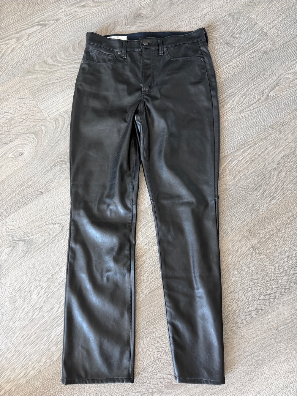 GAP Black Straight Leg Faux Leather Pants